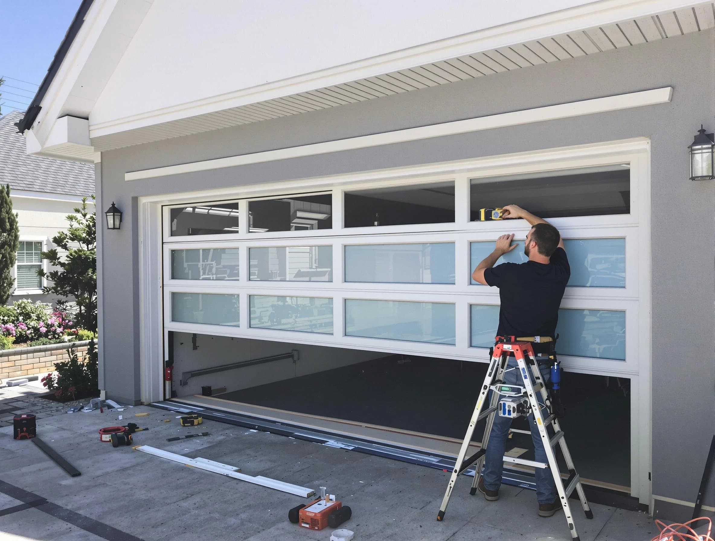 Bountiful Garage Door Repair team performing garage door replacement in Bountiful