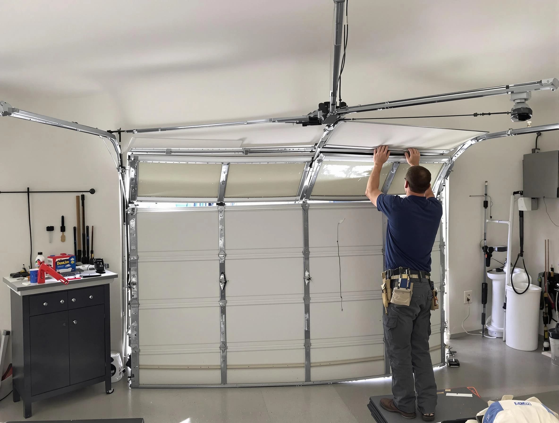 Bountiful Garage Door Repair specialist performing precise section replacement on Bountiful garage door