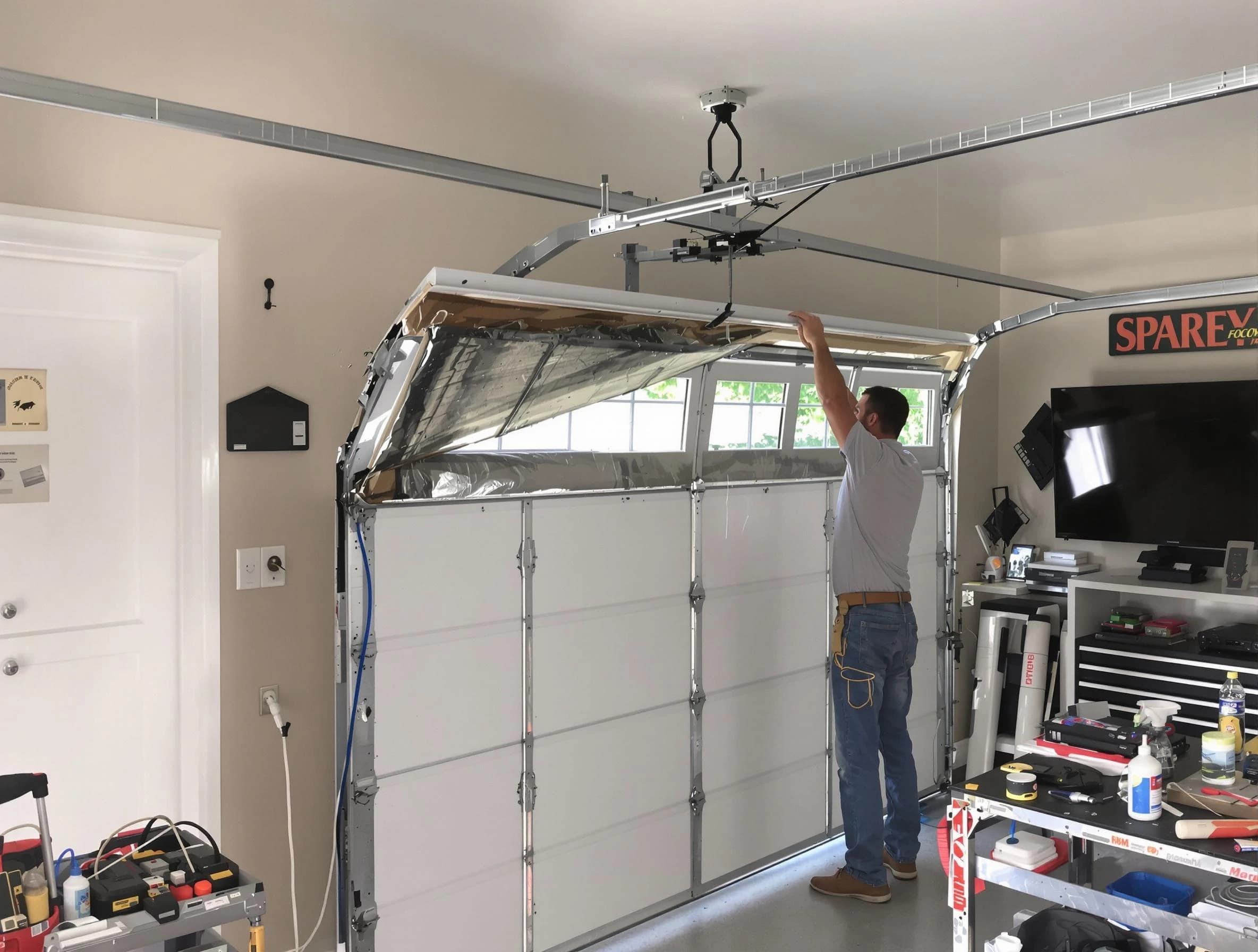 Garage door section replacement by Bountiful Garage Door Repair in Bountiful