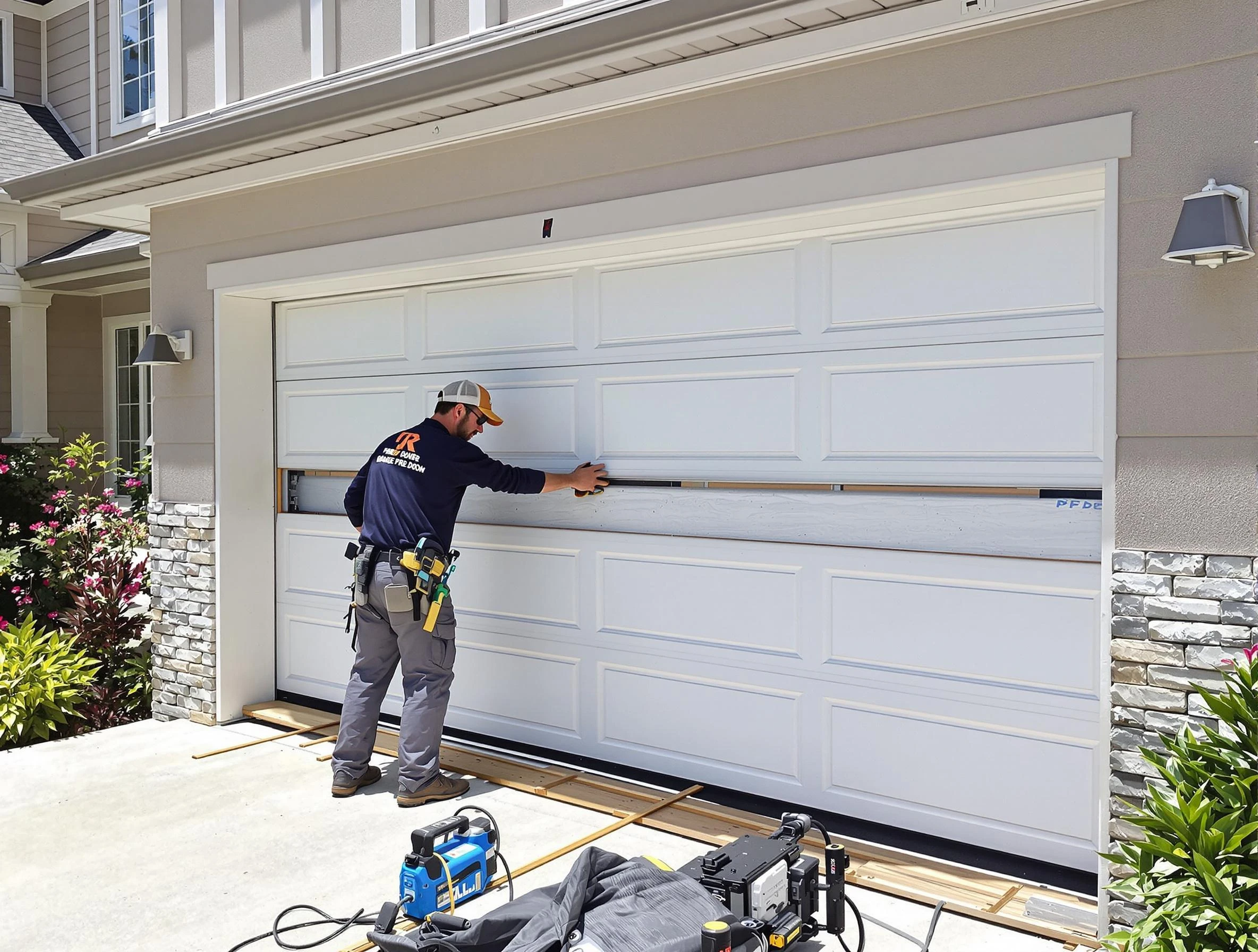 Bountiful Garage Door Repair team performing complete garage door replacement at Bountiful residence