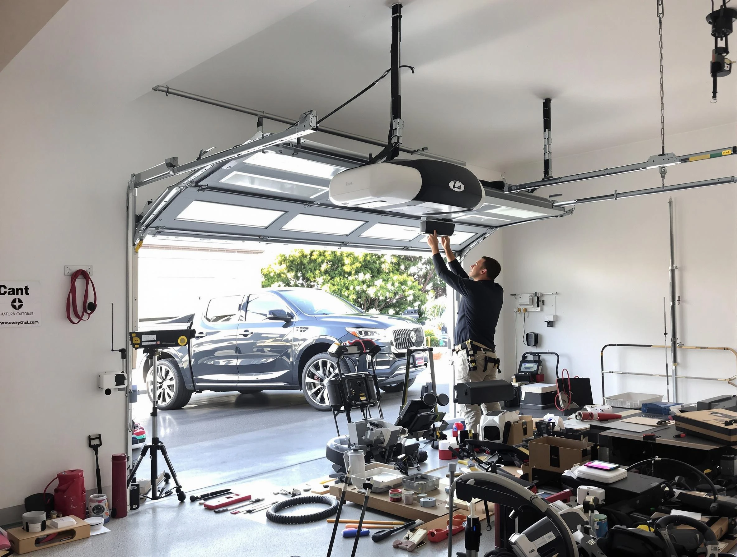 Bountiful Garage Door Repair specialist installing smart garage door opener system in Bountiful home
