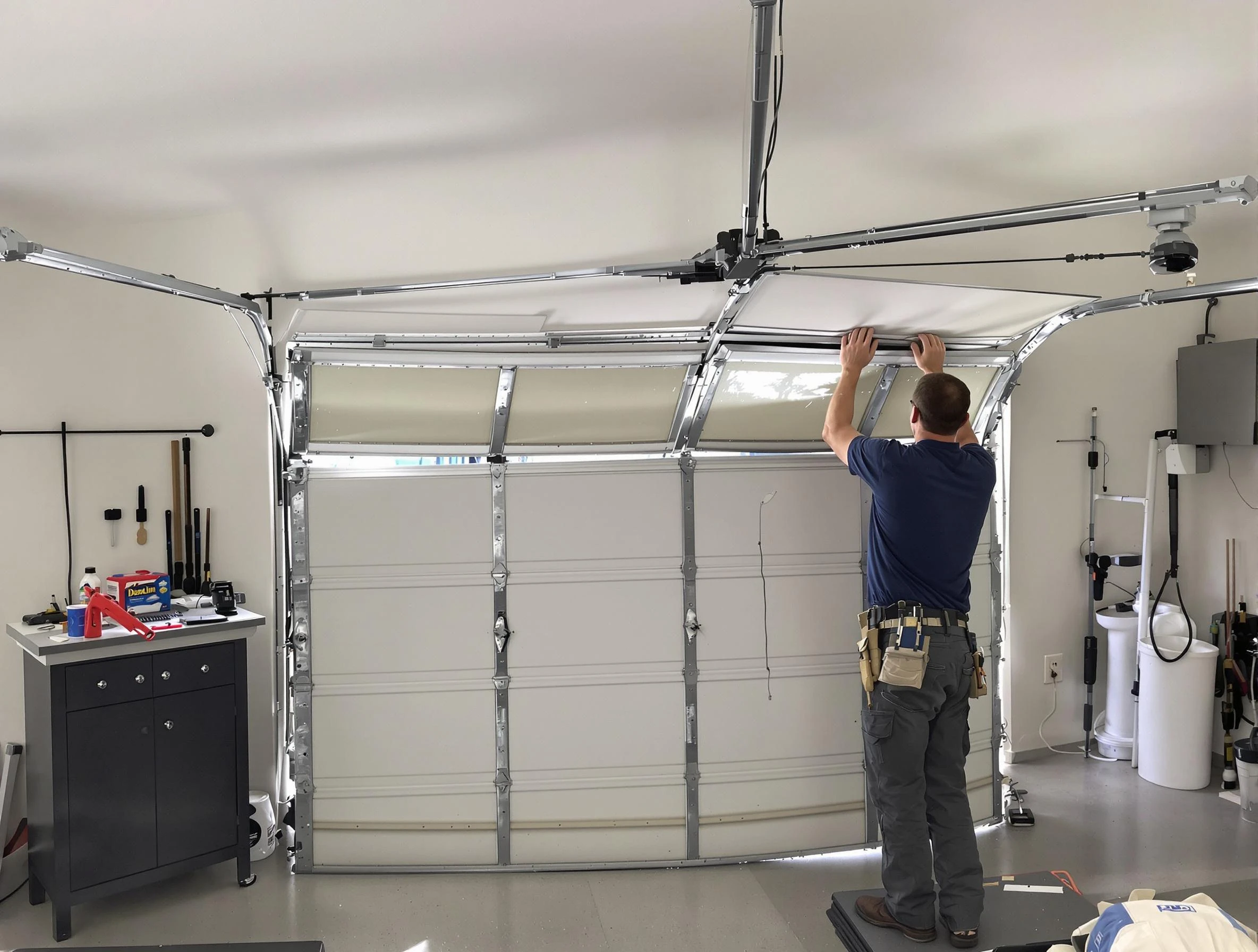 Bountiful Garage Door Repair specialist performing precise section replacement on Bountiful garage door